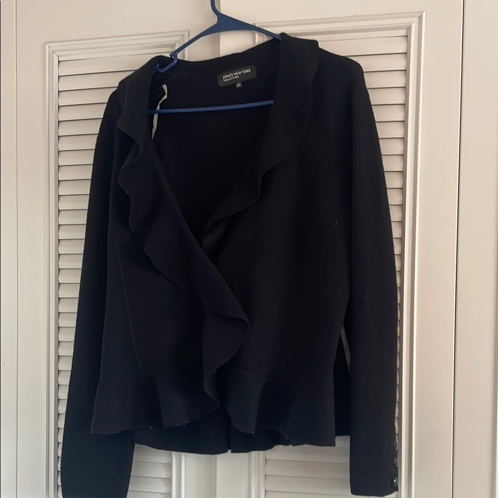 Black Ruffled Blazer
